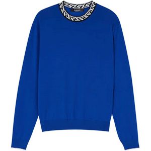 Versace, Stijlvolle Sweaters Blauw, Heren, Maat:L