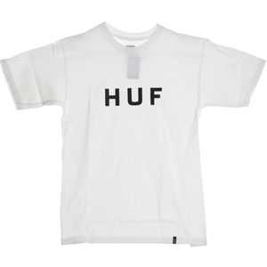 Huf, Tops, Heren, Wit, S, Essentials Logo T-Shirt Wit/Zwart