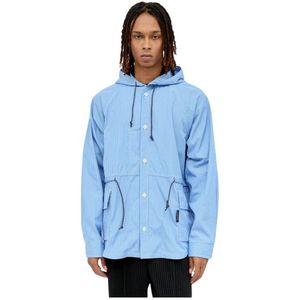 Comme des Garçons, Jassen, Heren, Blauw, L, Katoen, Gestreepte Katoenen Hoodie Jas