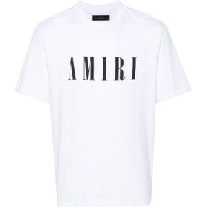 Amiri, Core Logo Witte T-shirts en Polos Wit, Heren, Maat:XL