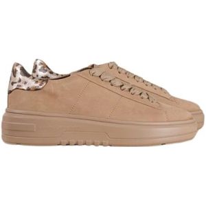 Kennel & Schmenger, Nubuck Sneaker in Camel/Goud met Metallic Luipaard Detail Bruin, Dames, Maat:38 EU