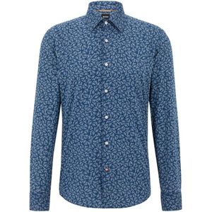 Hugo Boss, Overhemden, Heren, Blauw, 3Xl, Katoen, Casual overhemd