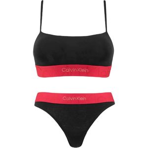 Calvin Klein, Zwart Heather Ongevoerd Bh Set Zwart, Dames, Maat:L