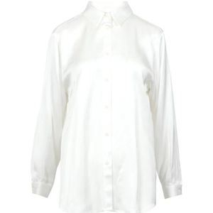 Kaos, Blouses & Shirts, Dames, Beige, S, Witte Viscose Shirt met Kraag