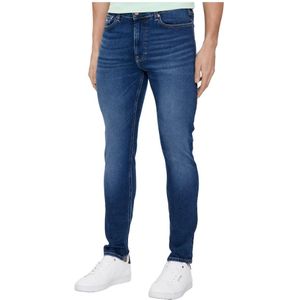 Tommy Jeans, Jeans, Heren, Blauw, W34 L32, Katoen, Blauwe Heren Jeans Rits Knoopsluiting
