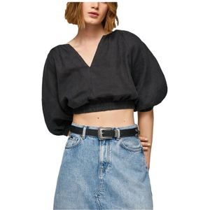 Pepe Jeans, Blouses Zwart, Dames, Maat:M