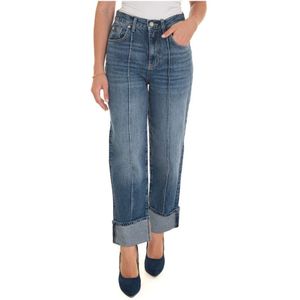 Liu Jo, Jeans, Dames, Blauw, W25, Denim, Cropped Denim Jeans Straight Leg