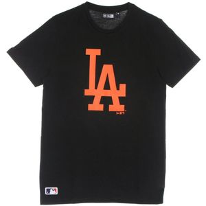 New Era, Sport, Heren, Zwart, L, Katoen, Dodgers Logo Tee Zwart/Oranje