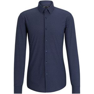 Hugo Boss, Overhemden, Heren, Blauw, 5Xl, Slim Fit Polyamide Elastaan Shirt