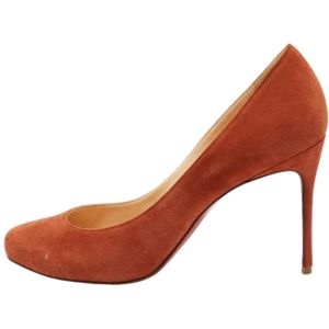 Christian Louboutin Pre-owned, Pre-owned, Dames, Bruin, 38 EU, Suède, Pre-owned Suede heels