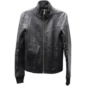 Rick Owens Pre-owned, Pre-owned, Dames, Zwart, S, Leer, Pre-owned Leather outerwear