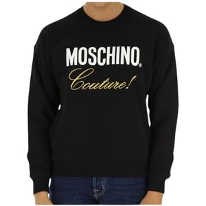 Moschino, Sweatshirts & Hoodies, Heren, Zwart, L, Katoen, Zwarte Hoodie met Logo Print