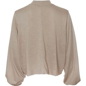 Drykorn, Sweatshirts & Hoodies, Dames, Beige, L, Geribbelde Longsleeve met Trompetmouwen