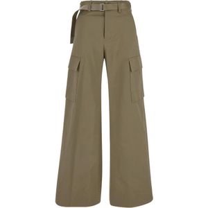 Sacai, Katoenen Cargo Broek Groen, Dames, Maat:S