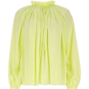 Lanvin, Blouses & Shirts, Dames, Geel, S, Polyester, Fluo Gele Polyester Blouse