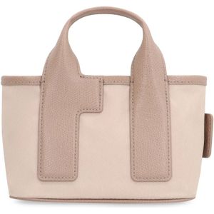 Furla, Tassen, Dames, Beige, ONE Size, Nylon, Mini Nylon Handtas met Leren Details