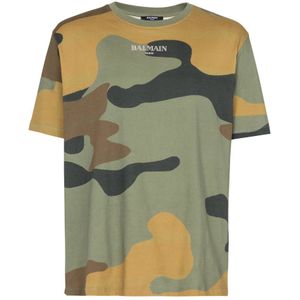Balmain, Tops, Heren, Veelkleurig, M, Katoen, Camouflage Vintage T-shirt