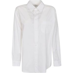 Maison Margiela, Blouses & Shirts, Dames, Wit, L, Katoen, Optisch witte katoenen lange blouse