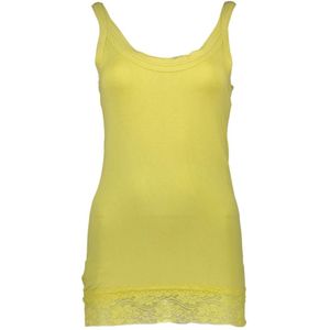 Silvian Heach, Tops, Dames, Geel, S, Gele Kant Tanktop met Logo