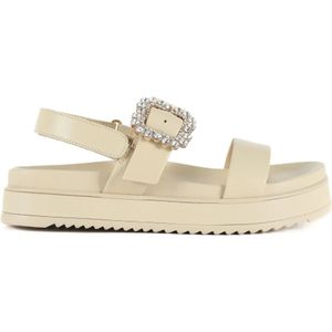 Emanuelle Vee, Schoenen, Dames, Beige, 40 EU, Leer, Flat Sandalen