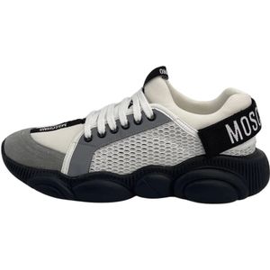 Moschino, Teddy Sneaker in wit, zwart en grijs Wit, Dames, Maat:39 EU