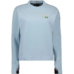 Moncler, Sweatshirts & Hoodies, Dames, Blauw, M, Logo Sweatshirt Lange Mouwen Rechte Pasvorm