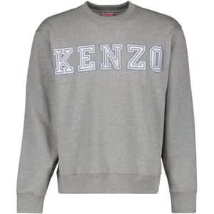 Kenzo, Sweatshirts & Hoodies, Heren, Grijs, M, Katoen, Logo Sweatshirt Ronde Hals Lange Mouw