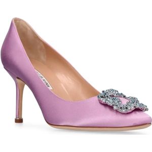 Manolo Blahnik, Schoenen, Dames, Roze, 40 EU, Satijn, Pumps