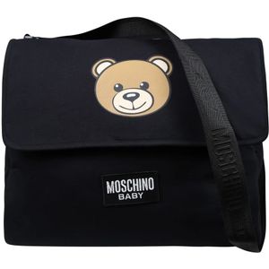 Moschino, Zwarte katoenen luiertas met Teddy Bear logo Zwart, unisex, Maat:ONE Size