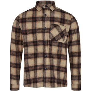 MOS Mosh, Overhemden, Heren, Bruin, L, Katoen, Warme Camel Check Shirt