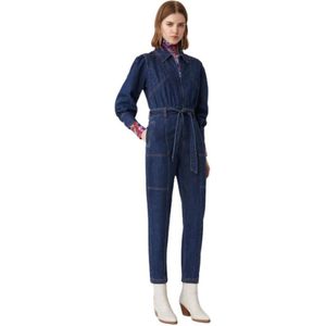 Suncoo, Twist Denim Jumpsuit Blauw, Dames, Maat:S