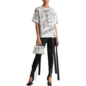 Balmain, Tops, Dames, Wit, S, Katoen, Disney x : The Lion King - T-shirt met print voor kinderen