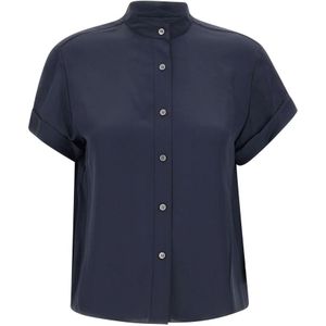Theory, Blouses & Shirts, Dames, Blauw, M, Zijden Georgette Blauwe Blouse
