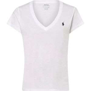 Polo Ralph Lauren, Tops, Dames, Wit, 2Xl, Katoen, V-Hals Polo T-Shirt