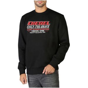 Diesel, Sweatshirts & Hoodies, Heren, Zwart, S, Katoen, Heren Ronde Hals Sweatshirt