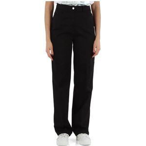 Calvin Klein Jeans, Broeken, Dames, Zwart, S, Katoen, Stretchkatoenen broek met vier zakken