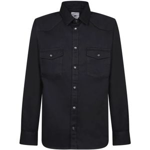 PT Torino, Overhemden, Heren, Zwart, L, Katoen, Zwarte Katoenen Overhemd Lange Mouw