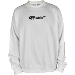 Off White, Sweatshirts & Hoodies, Heren, Wit, S, Katoen, Witte Logo Sweatshirt