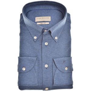 John Miller, Donkerblauwe Shirtjurk met Slim Fit Blauw, Heren, Maat:2XL