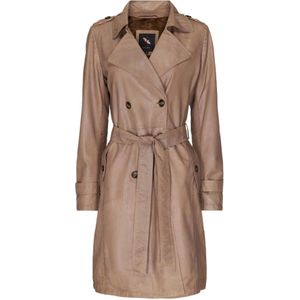 Btfcph, Satin Beige Leren Trenchcoat Bruin, Dames, Maat:S