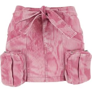 Blumarine, Gedrukte Denim Mini Rok Roze, Dames, Maat:S