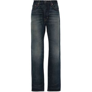 Tom Ford, Jeans, Heren, Blauw, W38, Katoen, Straight Jeans Upgrade Katoen Zakken Leer