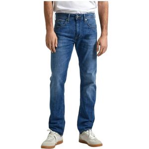 Pepe Jeans, Jeans, Heren, Blauw, W30 L32, Denim, Klassieke Straight Denim Jeans