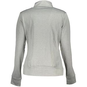 Fila, Sweatshirts & Hoodies, Dames, Grijs, S, Polyester, Grijze Polyester Sweater met Rits en Logo