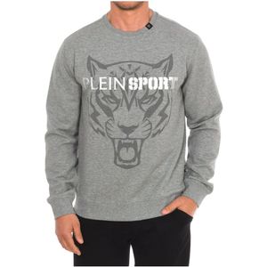 Plein Sport, Sweatshirts & Hoodies, Heren, Grijs, S, Katoen, Ronde Hals Sweatshirt met Merkprint
