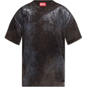 Diesel, ‘T-Buxt’ T-shirt met logo Grijs, Dames, Maat:2XS