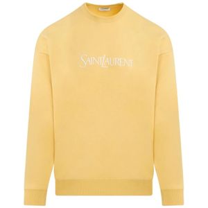 Saint Laurent, Sweatshirts & Hoodies, Heren, Geel, XL, Katoen, Gele Katoenen Hoodie Sweatshirt Ss 24