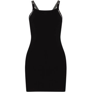 Alexander Wang, Jurk met logo jacquard afwerking Zwart, Dames, Maat:M