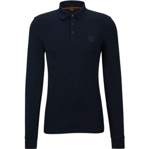 Hugo Boss, Heren Oranje Polo Shirt met Lange Mouwen Blauw, Heren, Maat:L