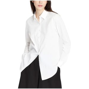 Armani Exchange, Blouses & Shirts, Dames, Wit, XL, Katoen, Witte Overhemd met Kraag en Knopen